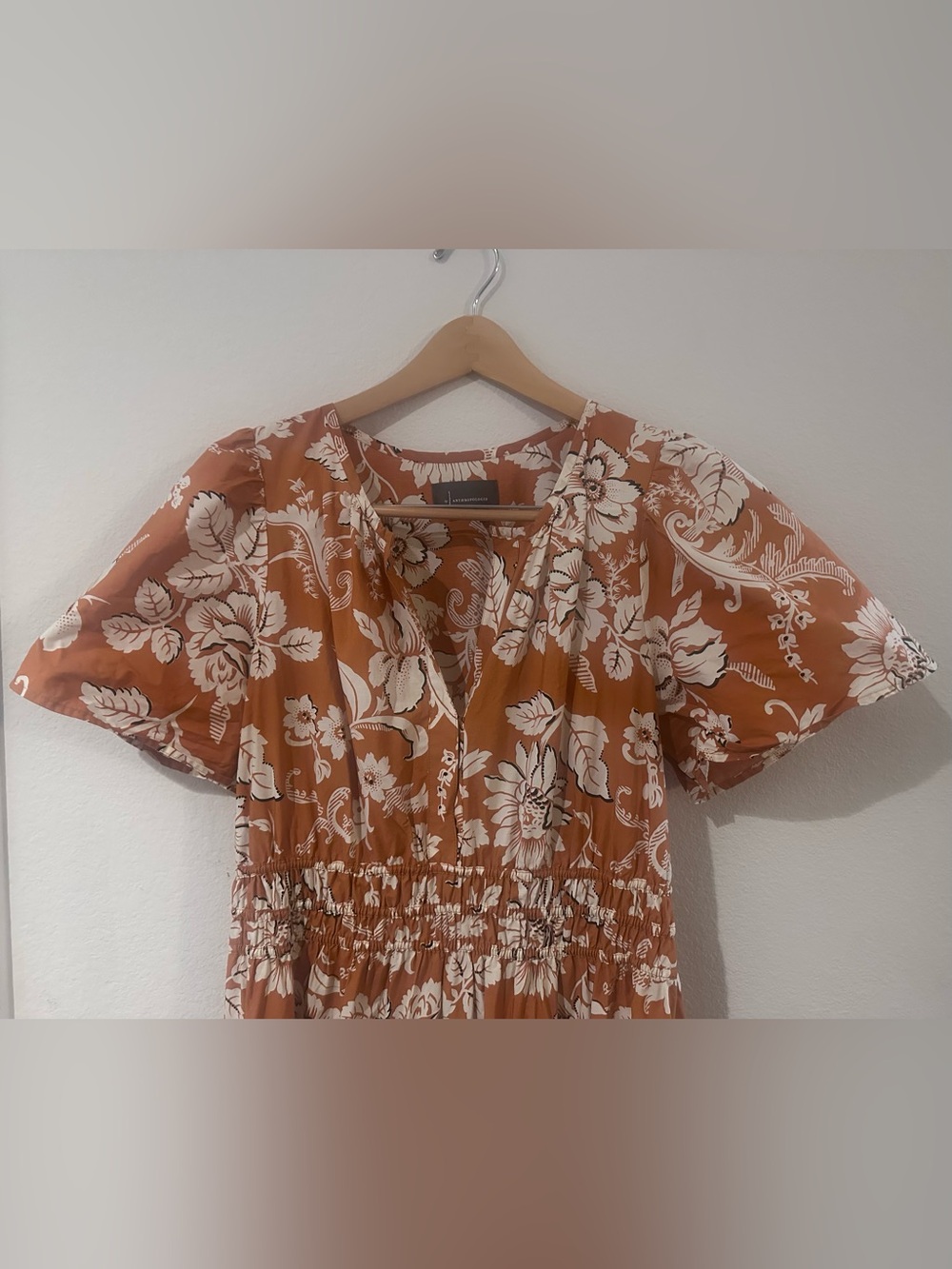 Anthropologie Somerset Rust Maxi Dress with White Floral Print - Picture 4 of 5